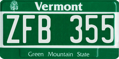 VT license plate ZFB355