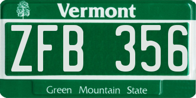 VT license plate ZFB356