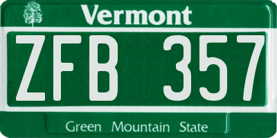 VT license plate ZFB357
