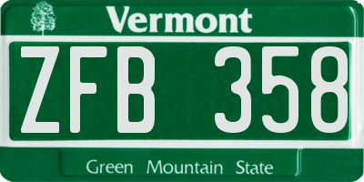 VT license plate ZFB358