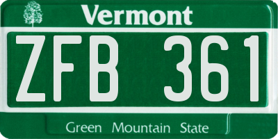 VT license plate ZFB361