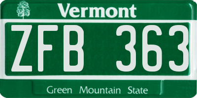 VT license plate ZFB363