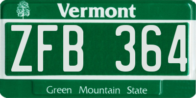 VT license plate ZFB364