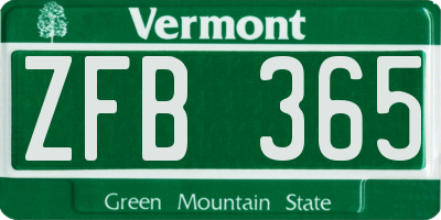 VT license plate ZFB365