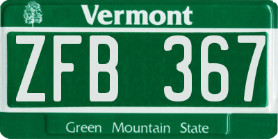 VT license plate ZFB367