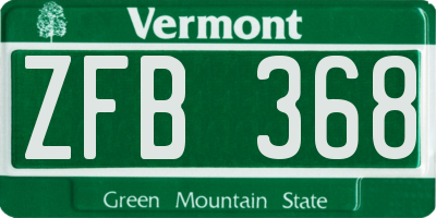 VT license plate ZFB368