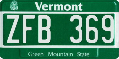 VT license plate ZFB369