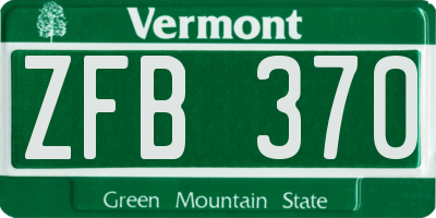 VT license plate ZFB370