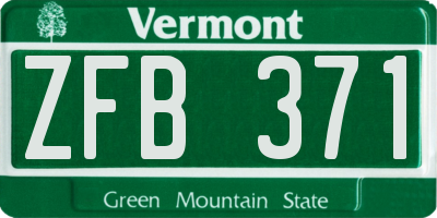VT license plate ZFB371