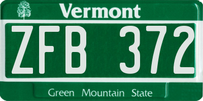 VT license plate ZFB372