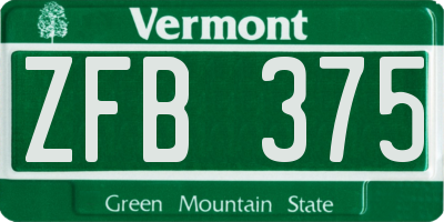 VT license plate ZFB375