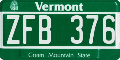 VT license plate ZFB376