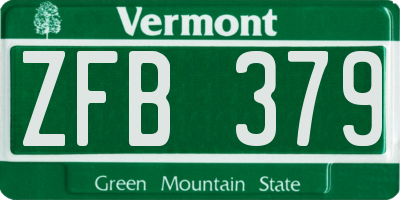 VT license plate ZFB379