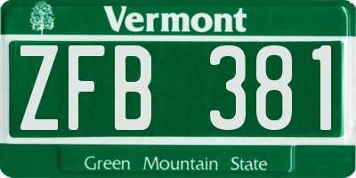 VT license plate ZFB381