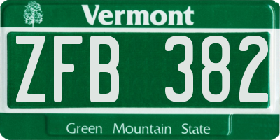 VT license plate ZFB382