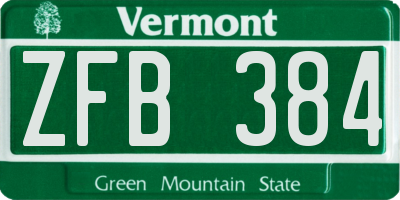 VT license plate ZFB384