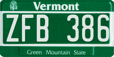 VT license plate ZFB386