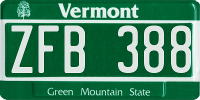 VT license plate ZFB388