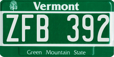 VT license plate ZFB392