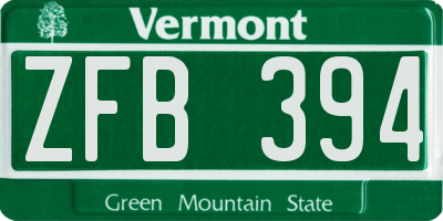VT license plate ZFB394