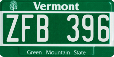 VT license plate ZFB396