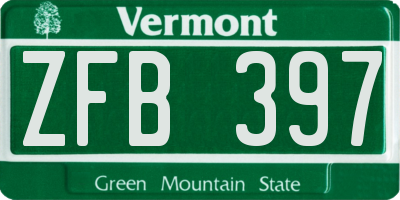 VT license plate ZFB397