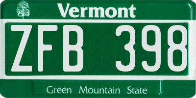 VT license plate ZFB398
