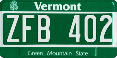 VT license plate ZFB402