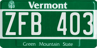 VT license plate ZFB403