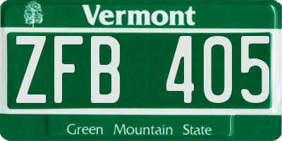 VT license plate ZFB405