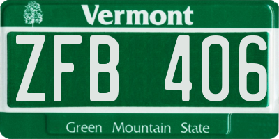 VT license plate ZFB406