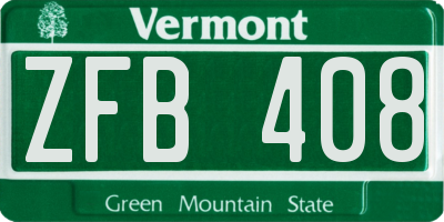 VT license plate ZFB408