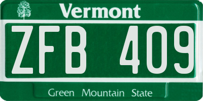 VT license plate ZFB409