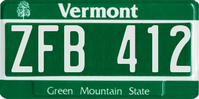 VT license plate ZFB412