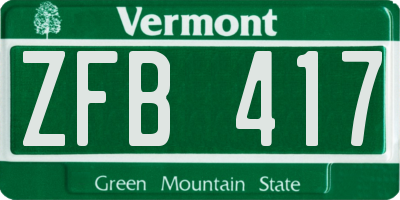 VT license plate ZFB417