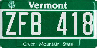 VT license plate ZFB418