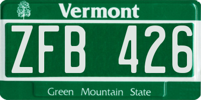 VT license plate ZFB426