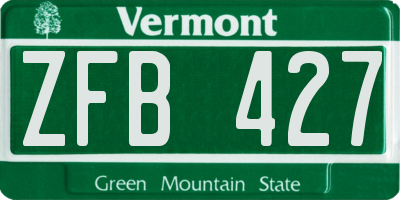 VT license plate ZFB427