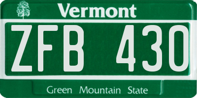 VT license plate ZFB430