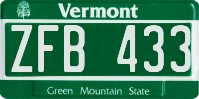 VT license plate ZFB433