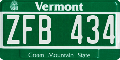 VT license plate ZFB434