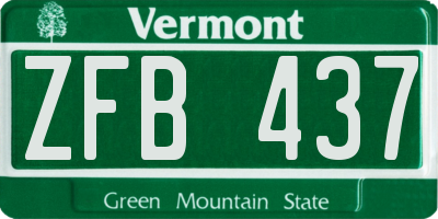 VT license plate ZFB437
