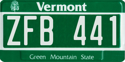 VT license plate ZFB441