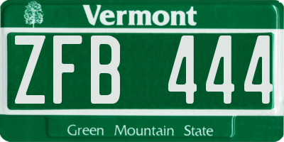 VT license plate ZFB444