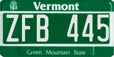 VT license plate ZFB445