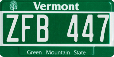 VT license plate ZFB447