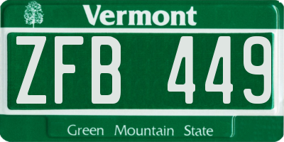 VT license plate ZFB449