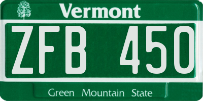 VT license plate ZFB450