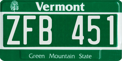 VT license plate ZFB451