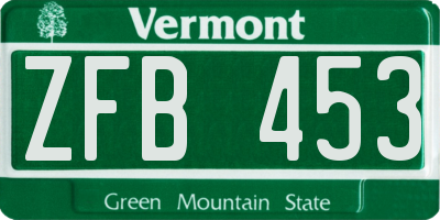 VT license plate ZFB453